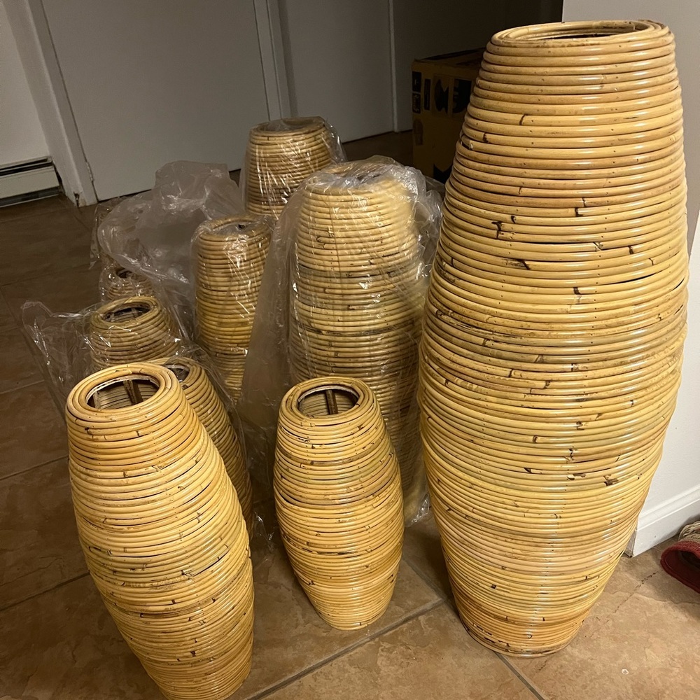 The LARGEST 31" Indonesian rattan natural vase